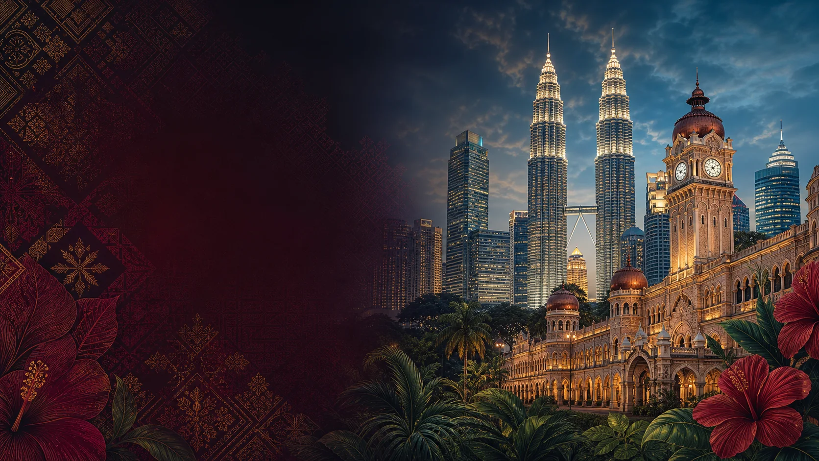 Illustrated Kuala Lumpur destination view